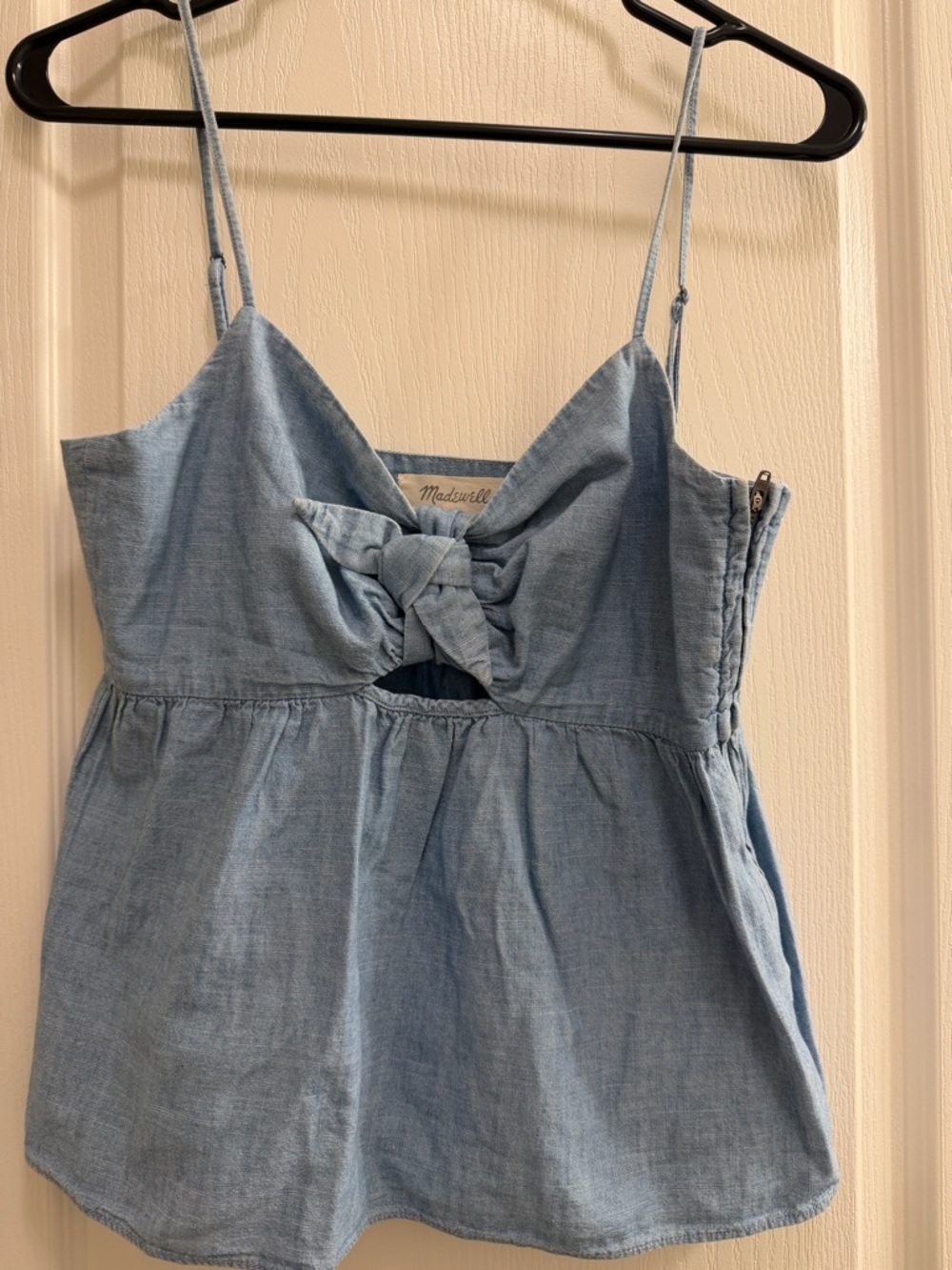 Madewell Blue Chambray Tie-Front Cami